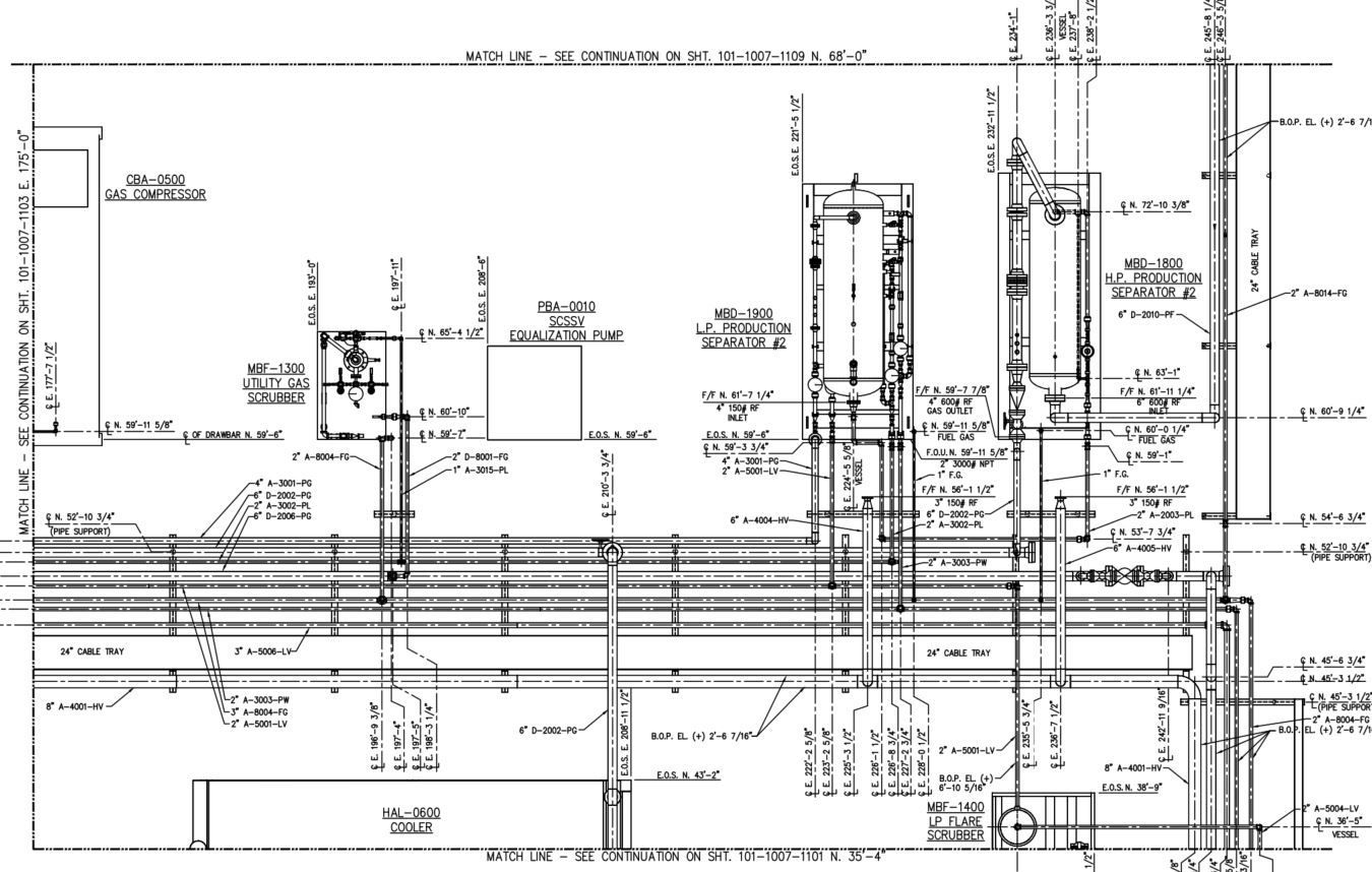 A black and white drawing of a building with a lot of pipes