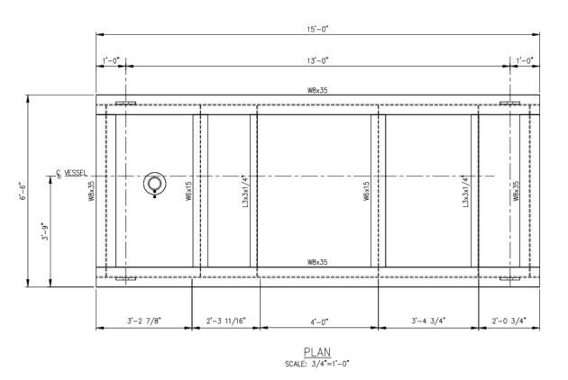 A black and white drawing of a building with measurements