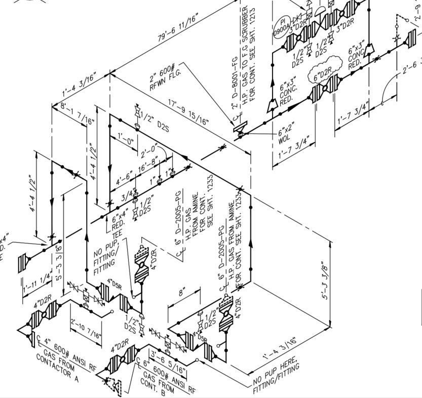 A black and white drawing of a pipe system