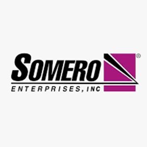 Somero Enterprises, Inc. logo in black and magenta with stylized diagonal graphic