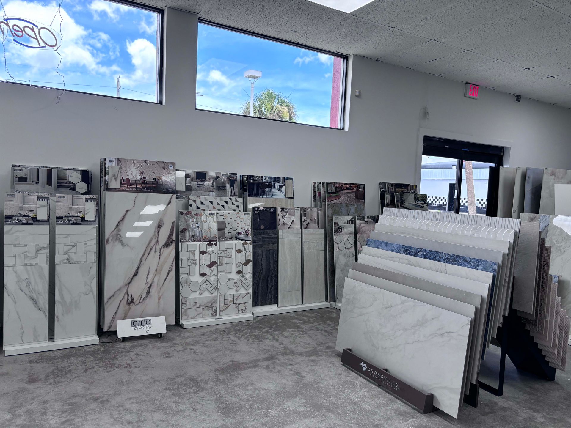 A room filled with lots of tiles and a window.
