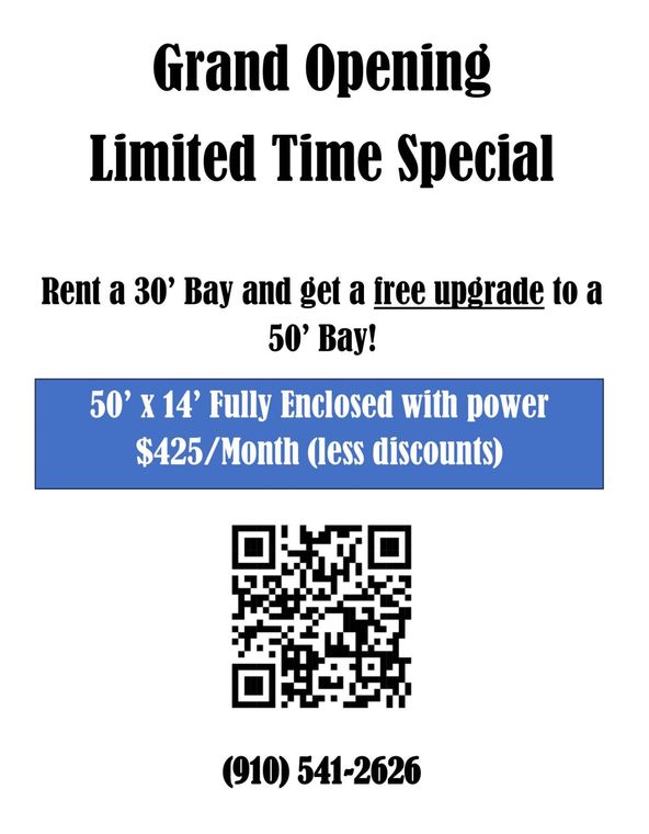 A sign that says grand opening limited time special