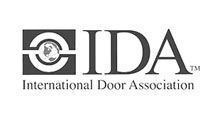 IDA logo: Gray square with a globe graphic, black letters 