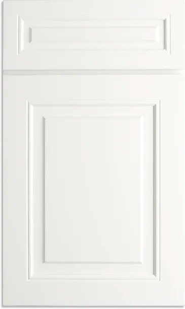 White kitchen cabinet door with raised panel design.