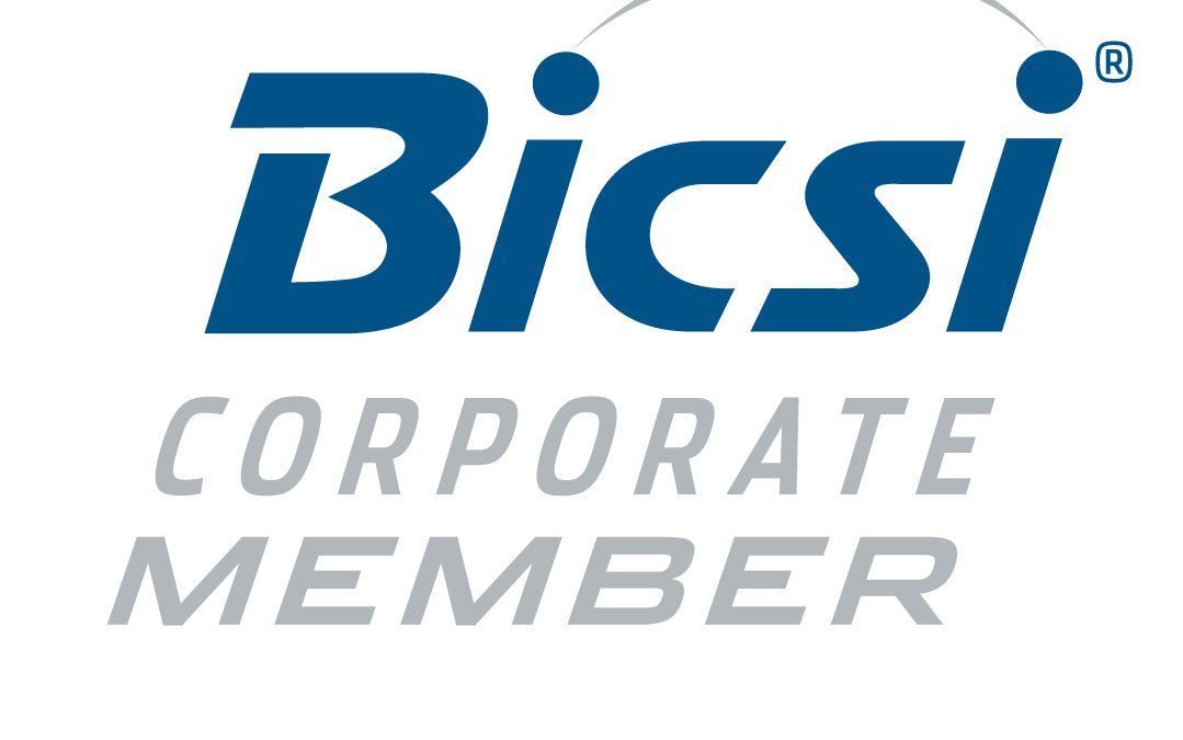 A bicsi corporate member logo on a white background