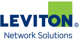 A blue and green logo for leviton network solutions