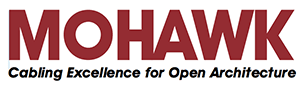 A logo for mohawk cabling excellence for open architecture