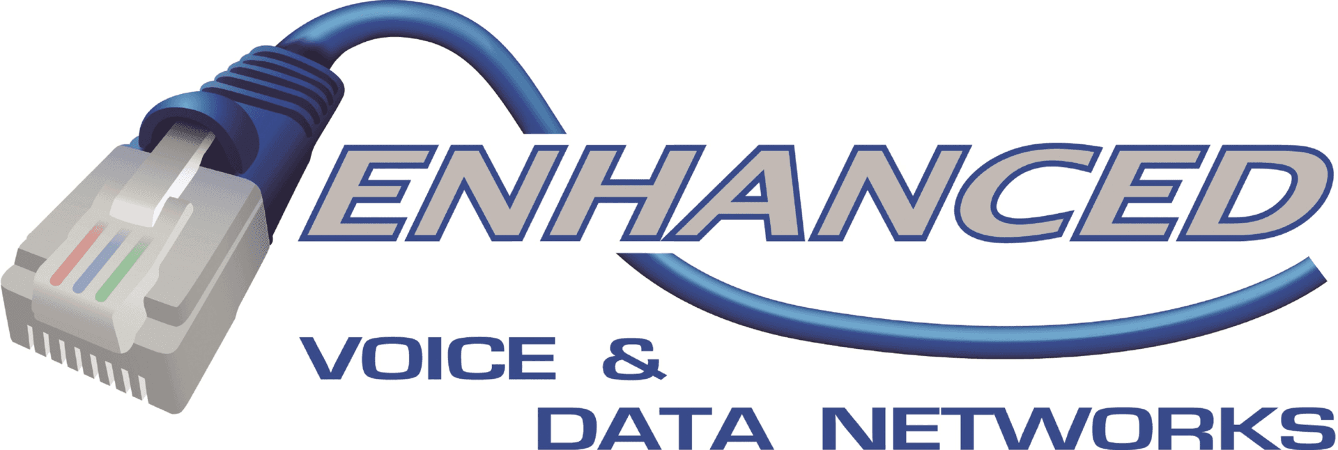 A logo for enhanced voice and data networks