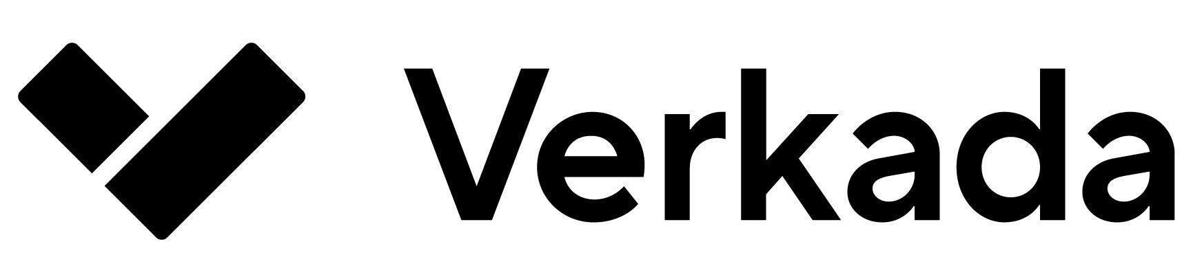 A black and white logo for verkada with a diamond in the middle.