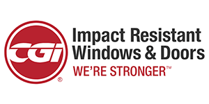 Logo of CGI Impact Resistant Windows & Doors. Red circle with 