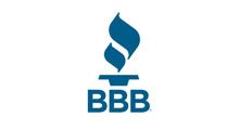 Blue BBB torch logo on a white background
