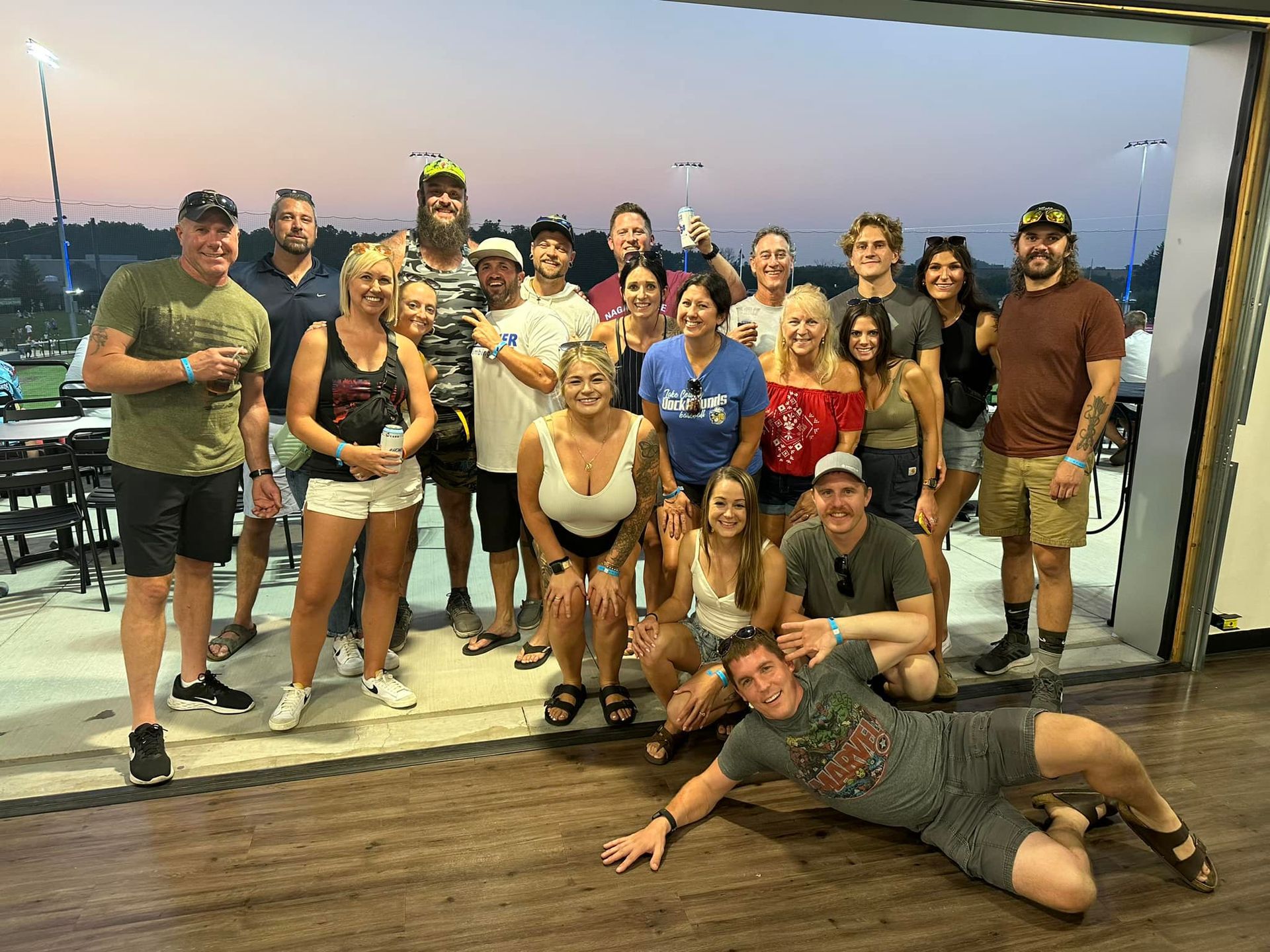 A group of people are posing for a picture together.