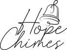 A black and white logo for hope chimes with a bell on it.
