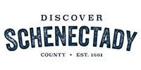 “Discover Schenectady County Est. 1684” logo in black text on a white background