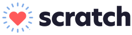 A logo for scratch with a heart in the middle.