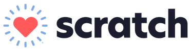 A logo for scratch with a heart in the middle.