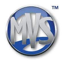 A logo for a company called mvs in a blue and silver circle.
