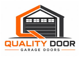 Quality Door Garage Doors logo with orange and black garage icon text