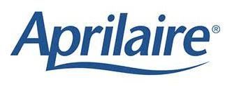 Aprilaire logo in blue with a curved underline below the name.