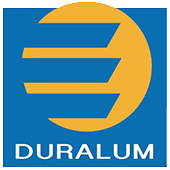 A yellow logo consisting of three horizontal bars within a circle on a blue square background, labeled