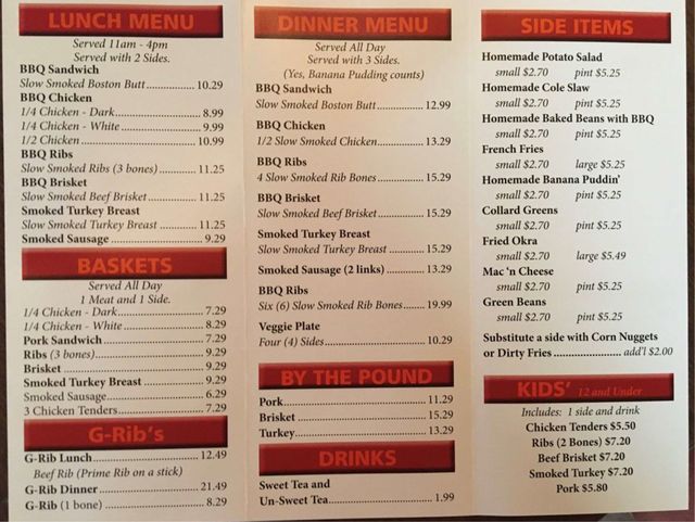 G S Slow Smoked q Lunch Menu Orange Park Fl G S Slow Smoked q Lunch Menu Orange Park Fl