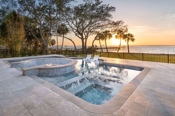 Pool with sunset view