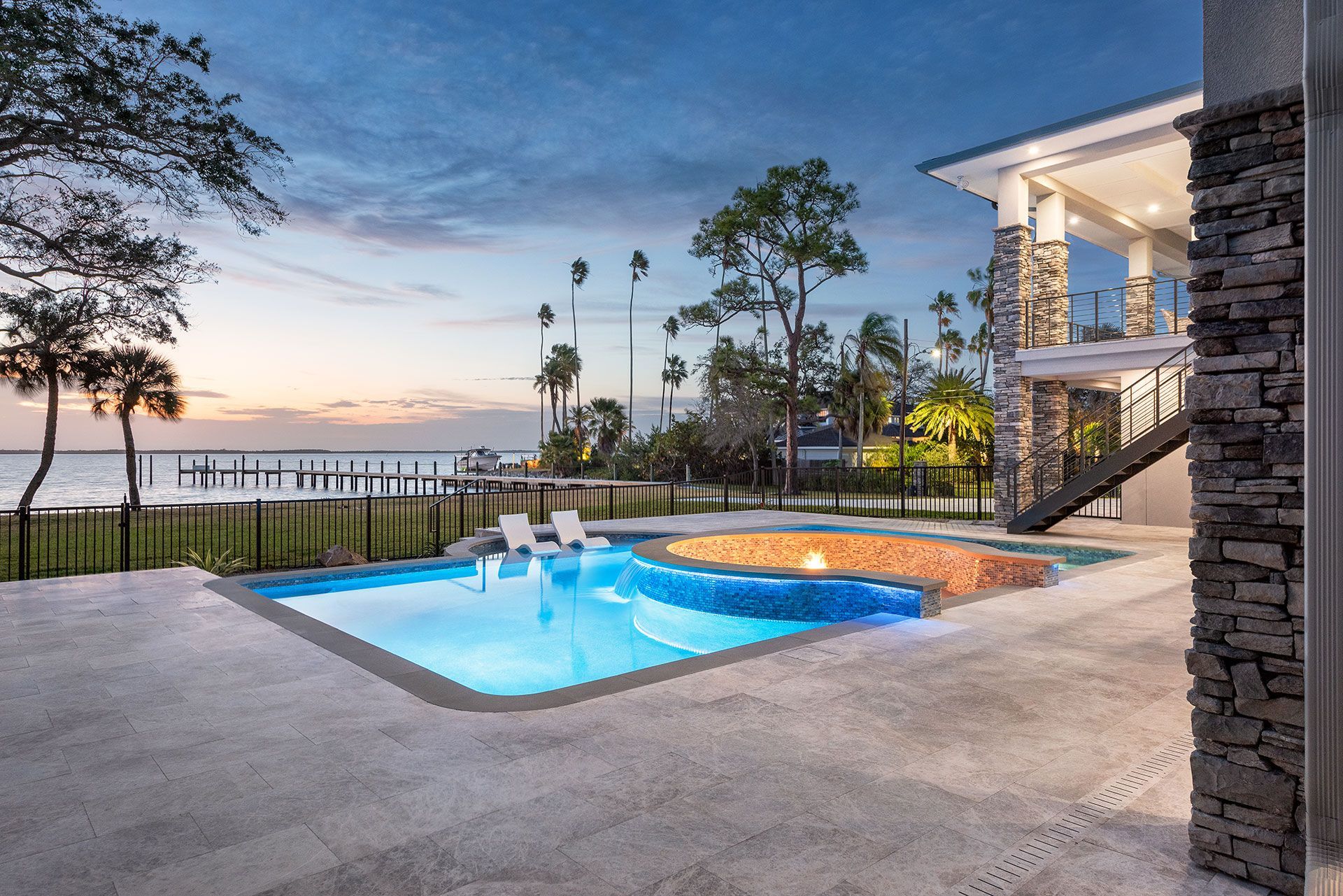 swimming pool with led lights