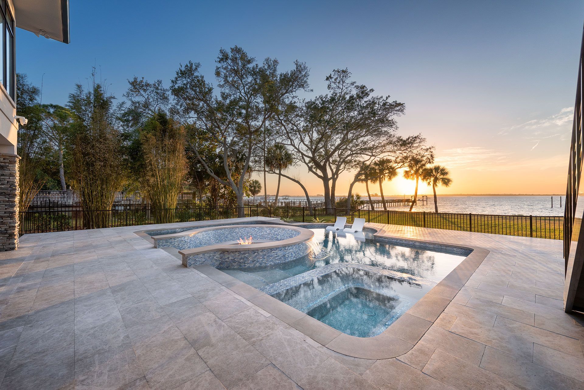 pool beside a firepit
