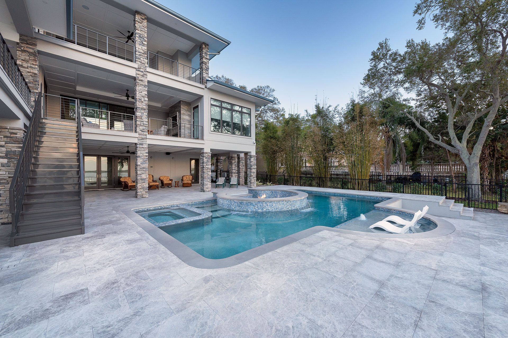 swimming pool on 3 story house