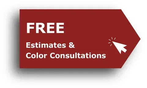 Red banner reading “FREE Estimates & Color Consultations” with a white cursor icon