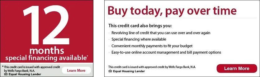 Advertisement: 12 months special financing and 