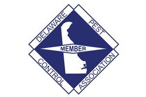 The delaware control association logo has a map of delaware on it.