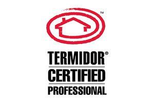 A termite certified professional logo with a house in a circle.