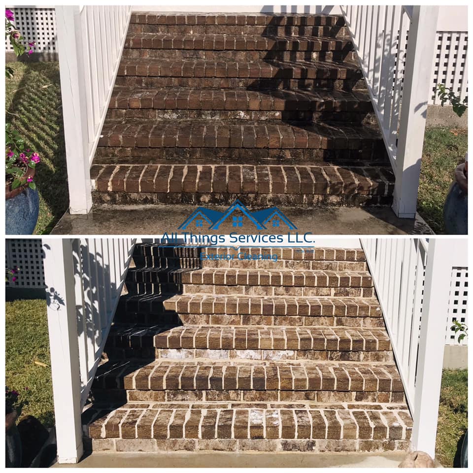 Before and after stairs cleaning