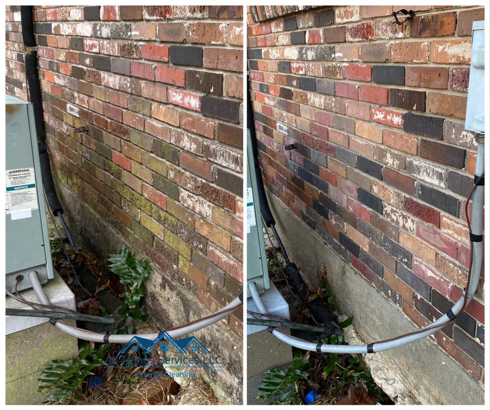 Before and after brick exterior cleaning