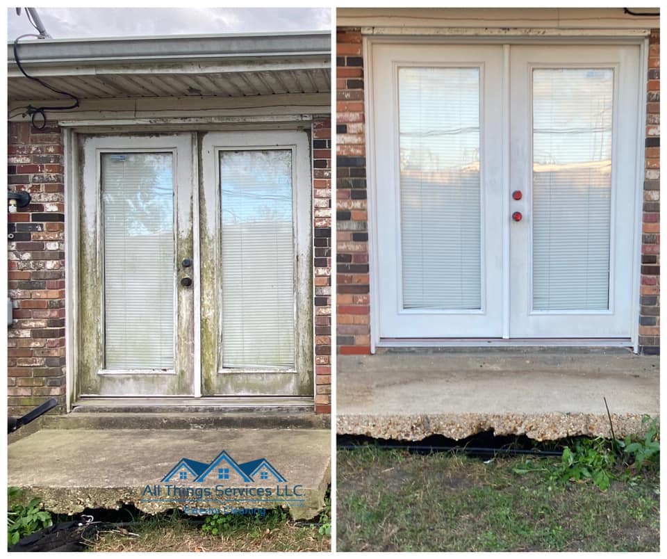 Before and after door cleaning