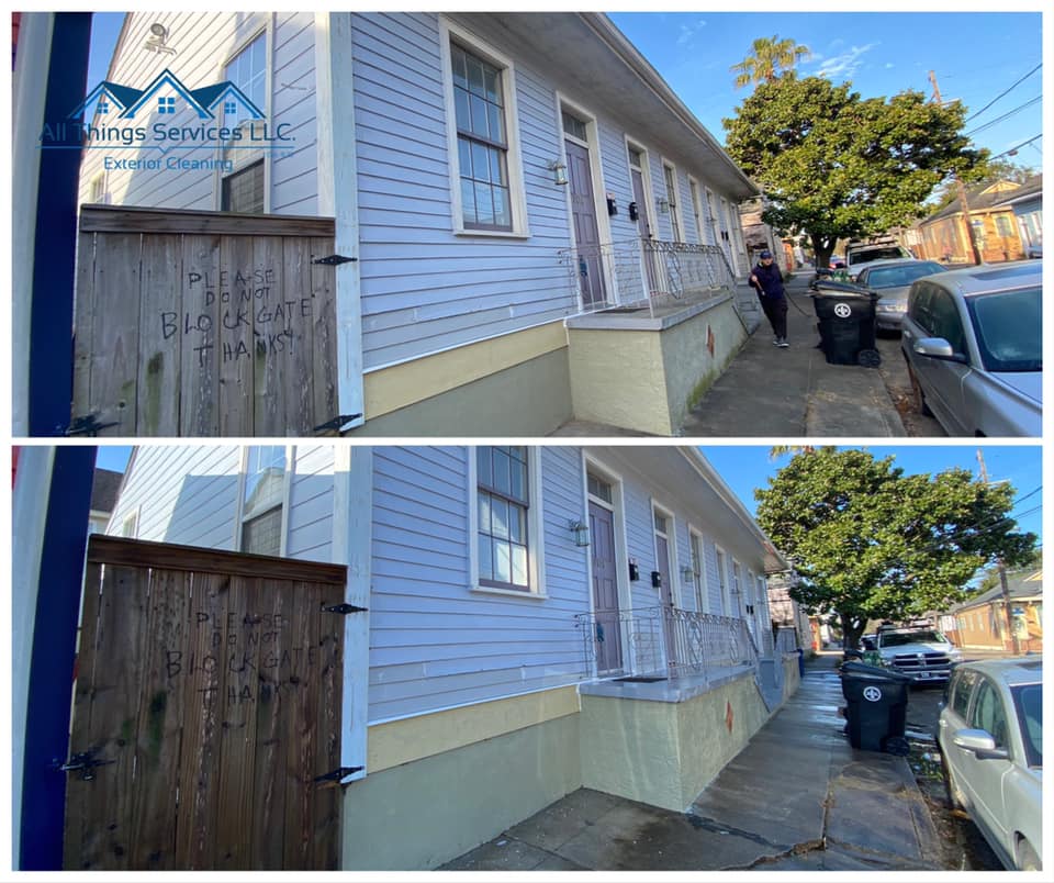 Before and after exterior cleaning