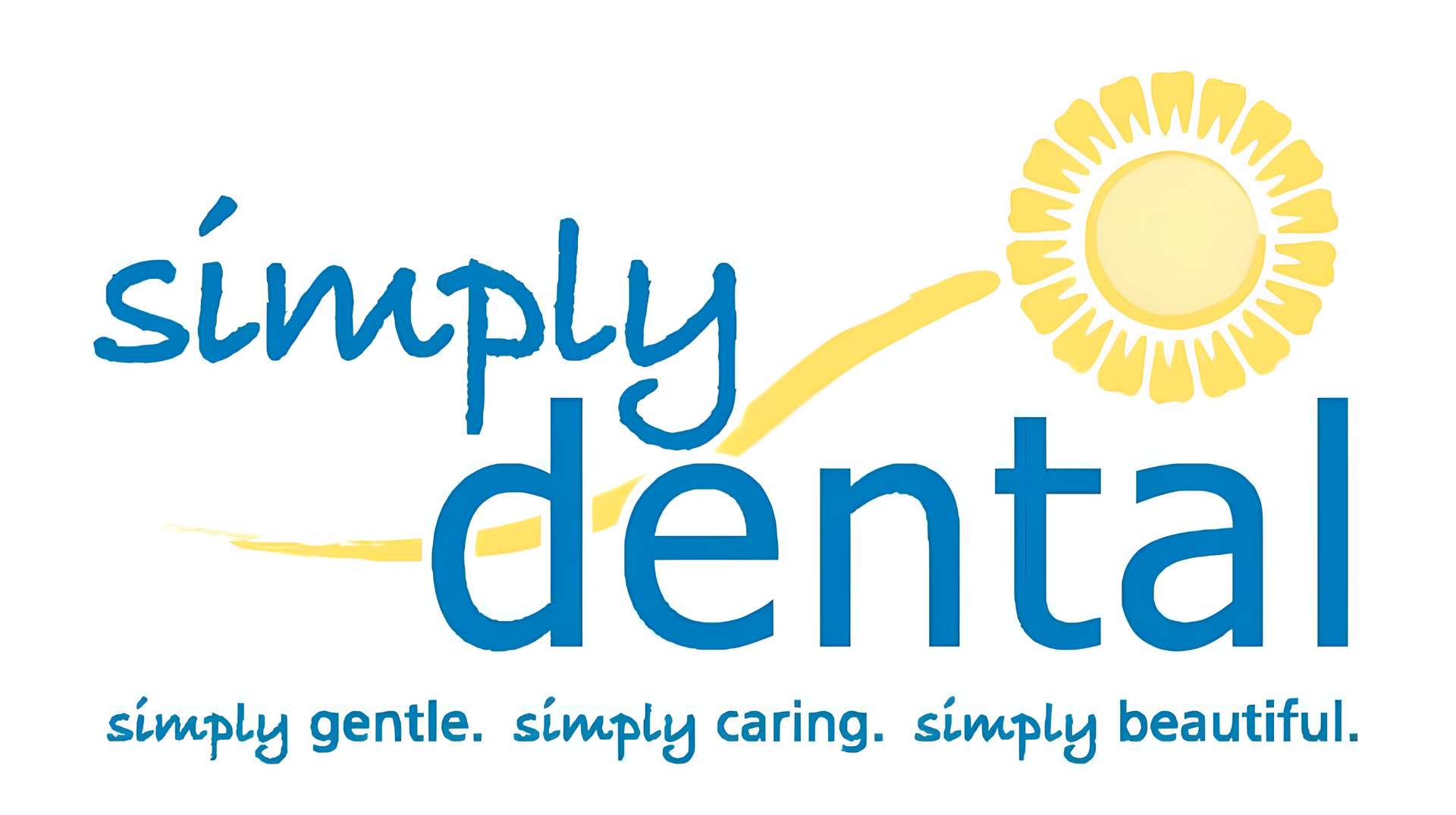Logo for Simply Dental: Blue text "simply dental"