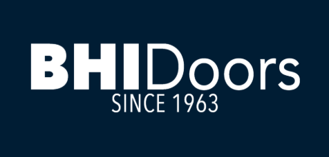 BHIDoors logo in white on a dark blue background with “Since 1963” underneath