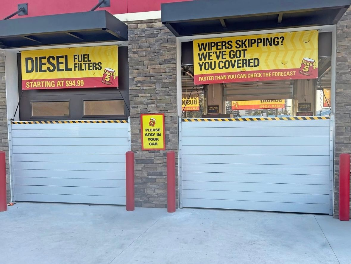 Commercial building with flood barriers