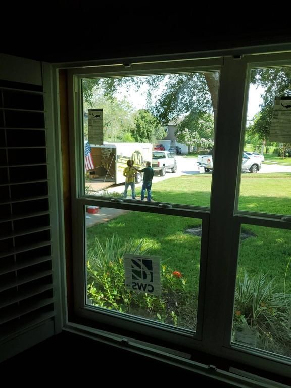 View from a dark room through a window