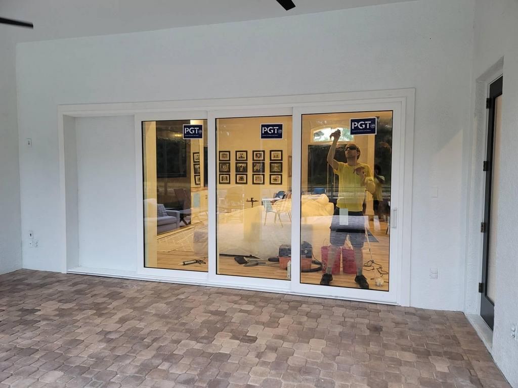 Patio with glass sliding doors