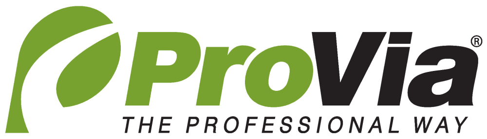 ProVia logo featuring a green abstract leaf icon next to the word 
