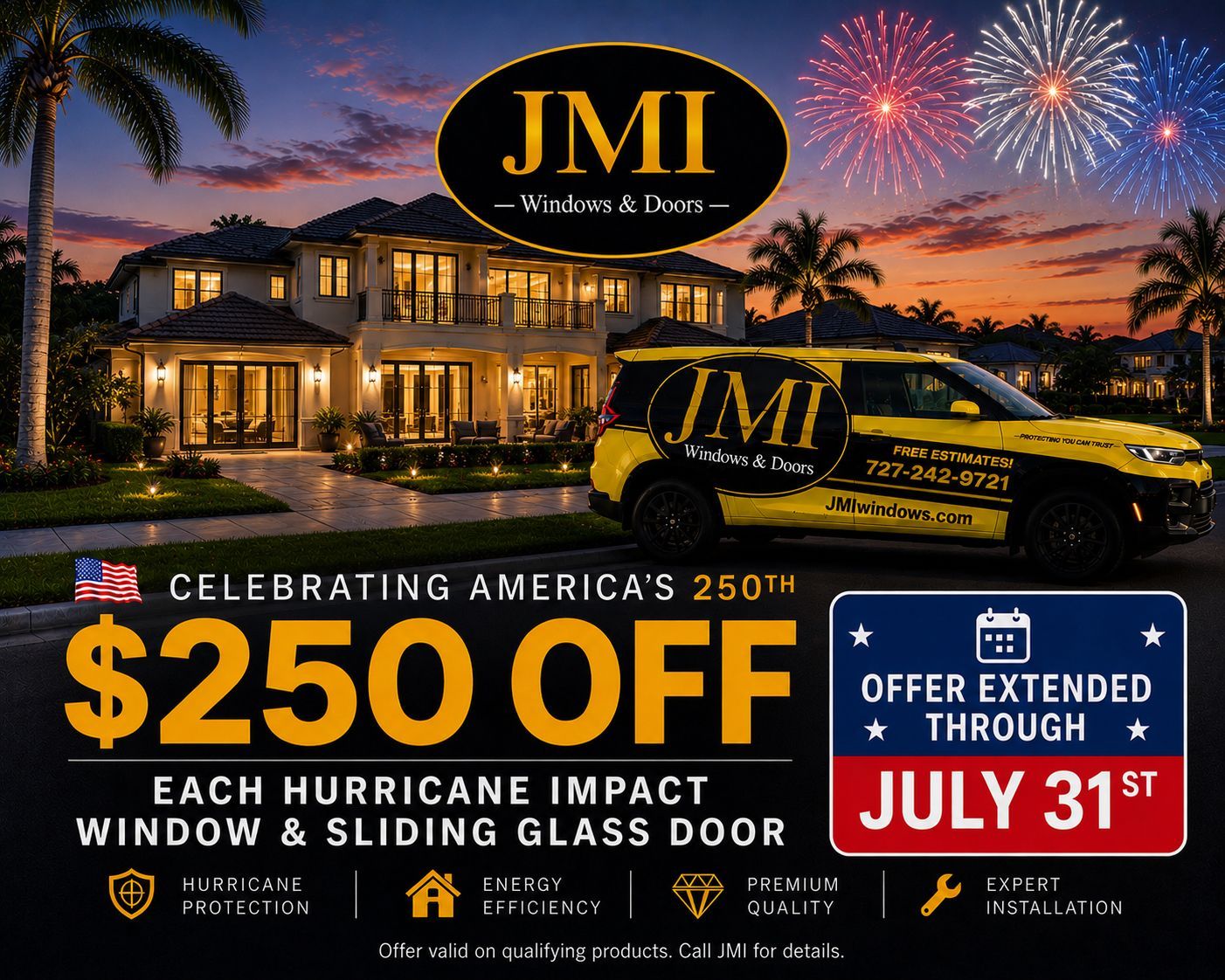 JMI Windows & Doors ad: $250 off hurricane-impact windows and sliding glass doors