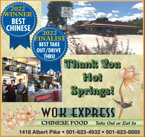 An advertisement for wok express chinese food which is a 2022 winner