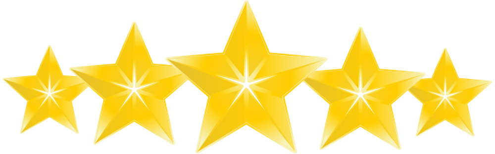 Five gold stars, from small to large, on a white background