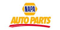 NAPA Auto Parts logo: yellow text on white background with a blue and yellow hexagonal logo above.