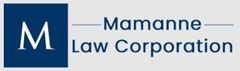 The logo for mamanne law corporation is blue and white.