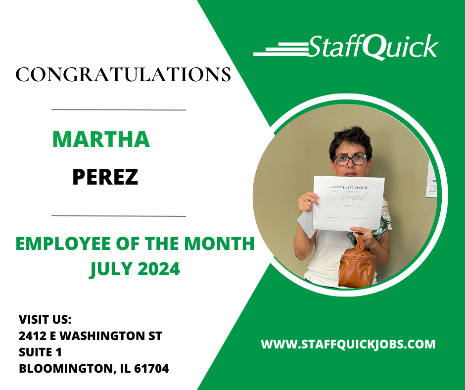 Martha perez is the employee of the month for july 2024.