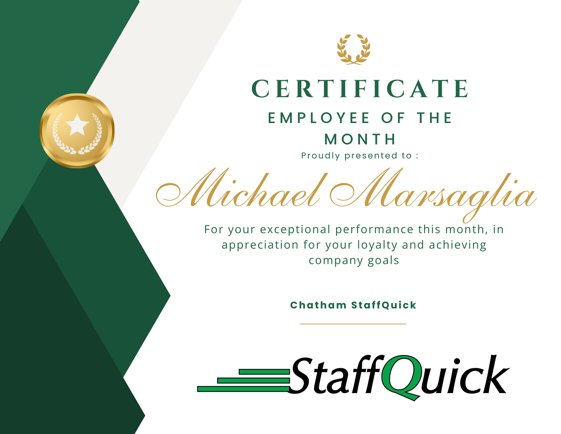 It is a certificate for an employee of the month.